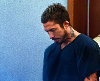Jon Koppenhaver bows his head as he appears briefly in court facing felony charges including assault with a deadly weapon, lewdness, coercion and multiple counts of battery on Wednesday, Sept. 3, 2014. Koppenhaver has been ordered to serve 36 years to life behind bars after being convicted. 