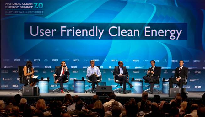 Rose McKinney-James moderates a panel about User Friendly Clean Energy during the Clean Energy Summit at the Mandalay Bay on Thursday, September 4, 2014.