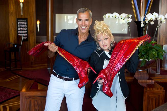 Jerry Mitchell and Cyndi Lauper on Thursday, Sept. 4, 2014, at the Smith Center for the Performing Arts. Mitchell is the director and Lauper the composer of “Kinky Boots,” which makes its U.S. tour debut in Las Vegas.