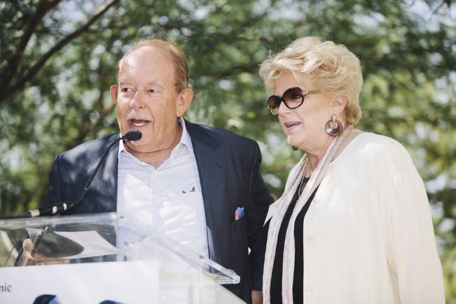 Robin Leach and Mayor Carolyn Goodman speak at the fifth anniversary of the Cleveland Clinic Lou Ruvo Center for Brain Health on Tuesday, Sept. 9, 2014, in downtown Las Vegas.