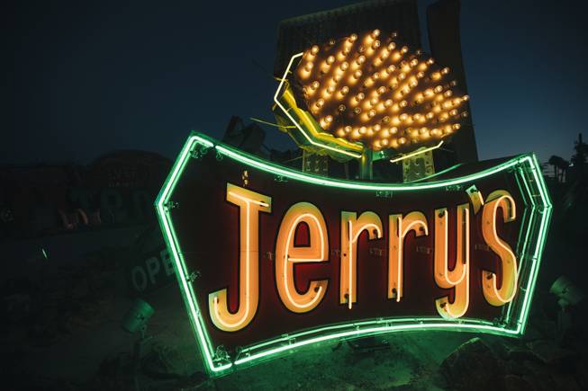 The newly restored Jerry's Nugget sign at The Neon Museum on Monday, Sept. 15, 2014 in Las Vegas, Nev. The sign’s restoration was made possible by Jerry’s Nugget as part of a yearlong celebration of its 50th anniversary in collaboration with the Young Electric Sign Company.
