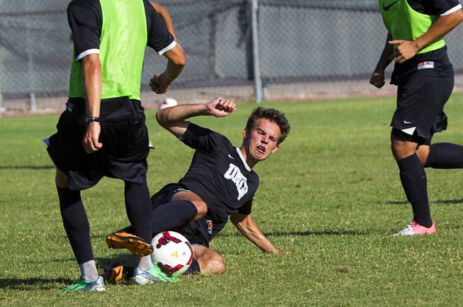 UNLV soccer forward Danny Musovski goes after a ball during practice at UNLV Thursday, Sept. 18, 2014.