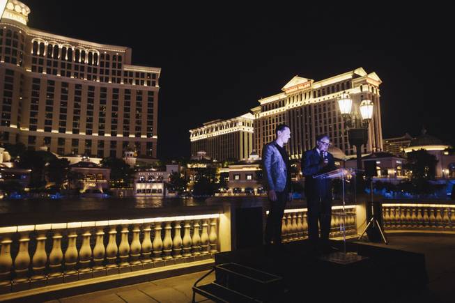 Tiesto and Randy Morton, president and COO of Bellagio, unveil ...
