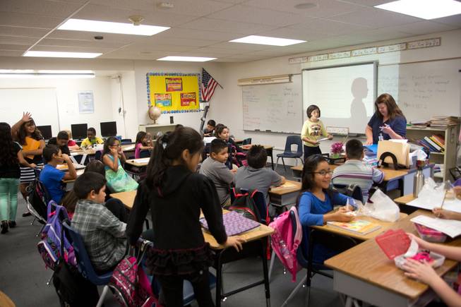 Maureen Cotton teaches her fourth-grade class at Rex Bell Elementary School on Friday, Sept. 19, 2014, in Las Vegas.
