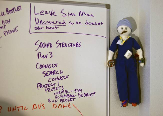 Nursing program students at Roseman University created a Dr. Brian Oxhorn doll which hangs in a simulation lab there on Thursday, September 18, 2014.  L.E. Baskow.