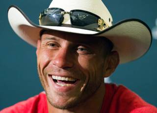 UFC 178 lightweight Donald Cerrone laughs at a question posed to him during media day at the MGM Grand Arena on Thursday, September 25, 2014. .