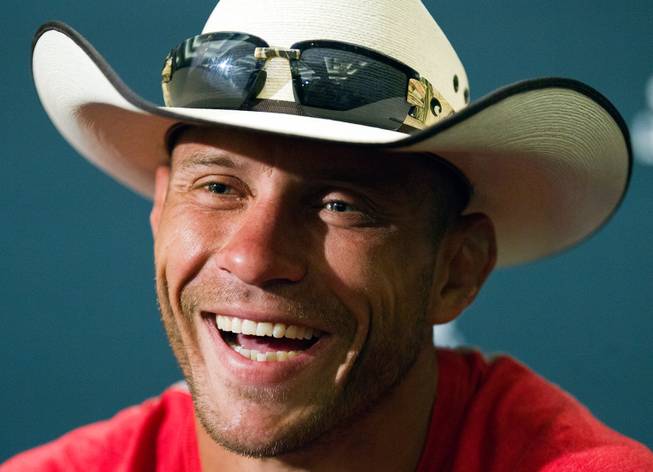 UFC 178 lightweight Donald Cerrone laughs at a question posed ...