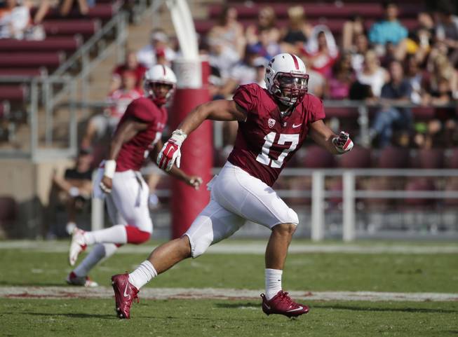 Stanford linebacker A.J. Tarpley (17) during an NCAA college football game on Saturday, Sept. 13, 2014, in Stanford, Calif. (AP Photo/Marcio Jose Sanchez)