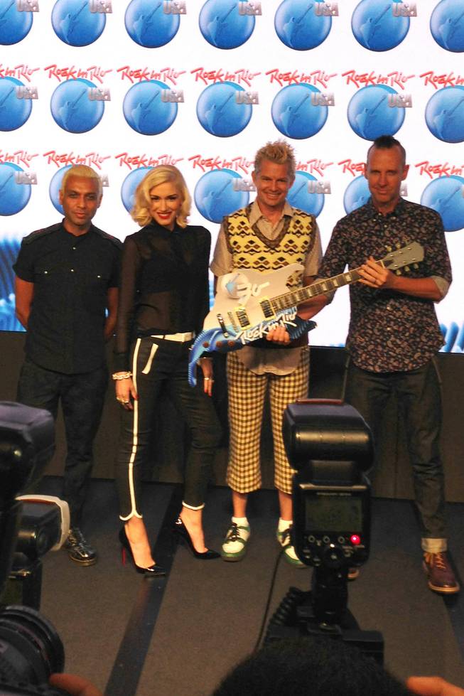 No Doubt at Rock In Rio's announcement at the Nasdaq building at Times Square in New York on September 26, 2014.