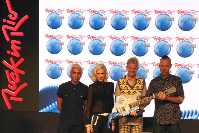 No Doubt at Rock In Rio's announcement at the Nasdaq building at Times Square in New York on September 26, 2014.