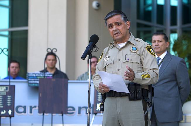 Metro Police Deputy Chief Al Salinas speaks during a ceremony to honor the lives of homicide victims, including those killed by domestic violence, at Metro Police Headquarters Tuesday, Sept. 30, 2014.