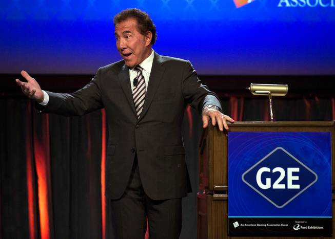 Steve Wynn recalls an interesting story from his past during a keynote speech during the Global Gaming Expo, G2E, the gaming industry's big annual convention taking place at the Sands Expo on Tuesday, September 30, 2014.