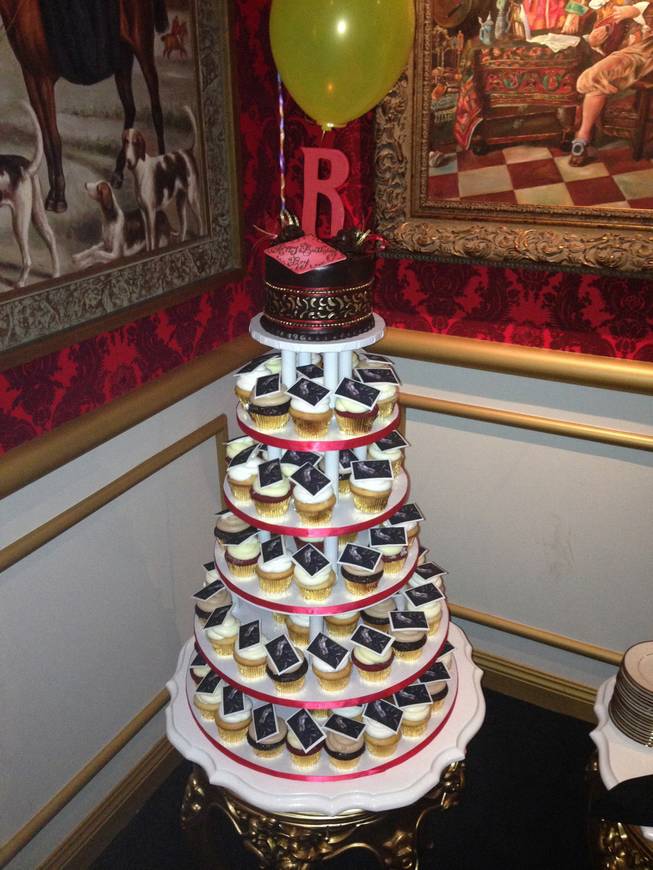 Roy Horn's 70th birthday cake — or, rather, cupcakes — is shown at 1923 Bourbon & Burlesque by Holly Madison on Friday, Oct. 3, 2014.