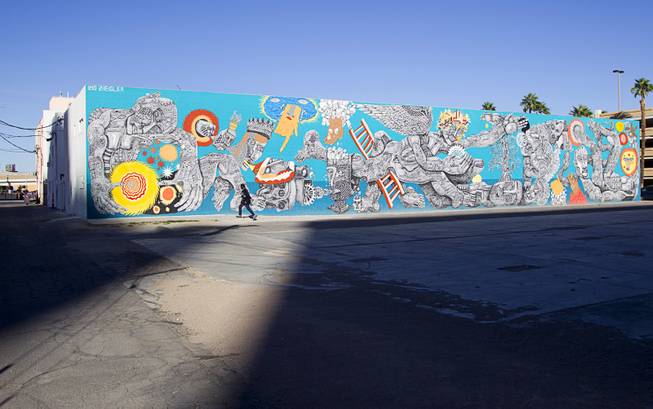 A mural created for the Life is Beautiful festival is shown in downtown Las Vegas Sunday, Oct. 12, 2014.