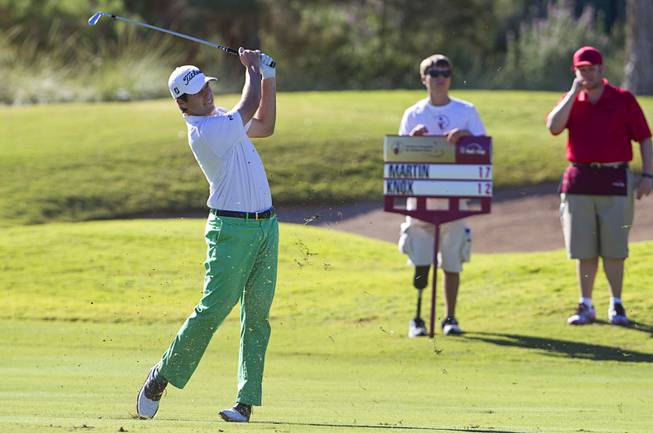 Ben Martin hits from the 10th fairway during the Shriners Hospitals for Children Open golf tournament at TPC Summerlin Sunday, Oct. 19, 2014.