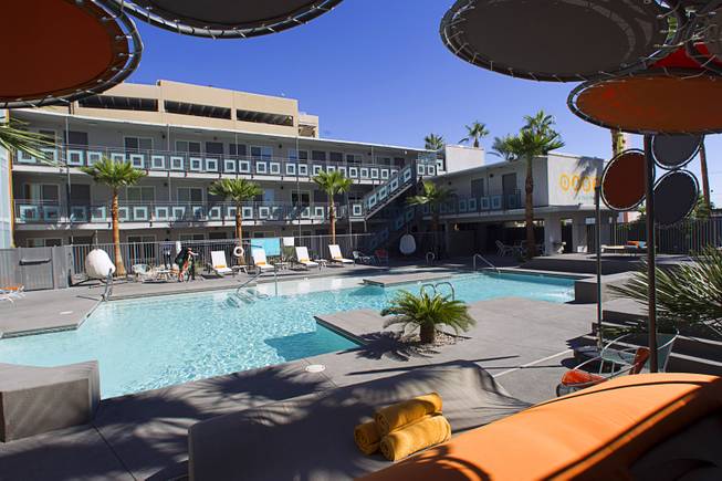 A view of the pool at Oasis at Gold Spike in downtown Las Vegas Tuesday, Oct. 21, 2014. The Oasis, a boutique hotel owned and operated by the Downtown Project, officially unveiled renovations during a tour Tuesday.