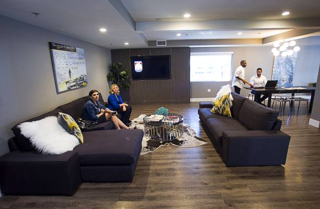 The lobby is shown at Oasis at Gold Spike in downtown Las Vegas Tuesday, Oct. 21, 2014. The Oasis, a boutique hotel owned and operated by the Downtown Project, officially unveiled renovations during a tour Tuesday.