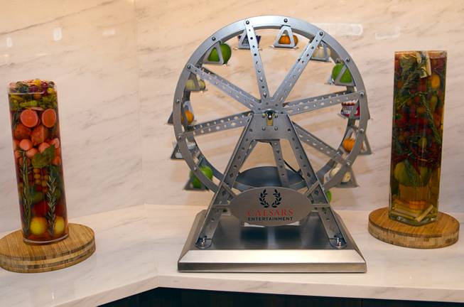 A miniature Ferris wheel is shown at the new Fulton Street Food Hall at Harrahs Las Vegas Wednesday, Oct. 22, 2014.