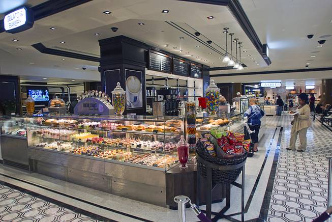 A view of the dessert and bakery station at the new Fulton Street Food Hall at Harrahs Las Vegas Wednesday, Oct. 22, 2014.