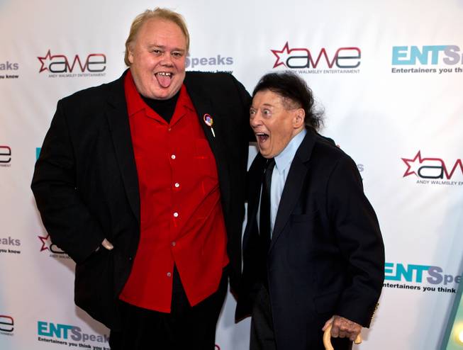 Louie Anderson and Marty Allen joke around on the red carpet for “ENTSpeaks” at Inspire Theater on Tuesday, Oct. 21, 2014, in downtown Las Vegas.