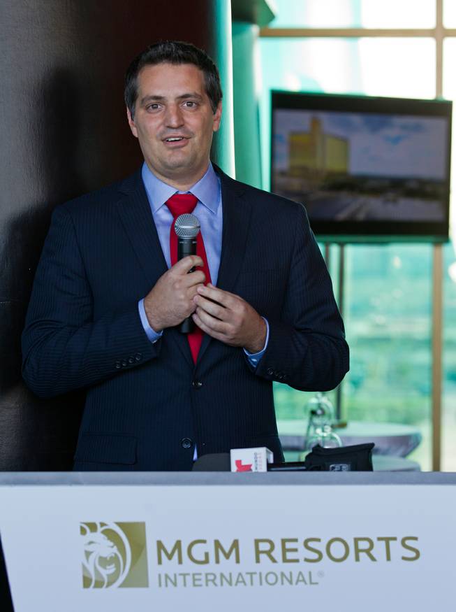 Chris Brophy, vice president for corporate sustainability at MGM Resorts International, is pleased with their joint enterprise with NRG Energy creating the worlds largest Convention Center rooftop solar array on Thursday, October 23, 2014.