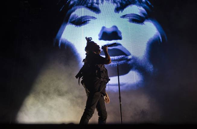 The Weeknd performs on the Downtown Stage during the opening day of the Life is Beautiful Festival on Friday, Oct. 24, 2014.