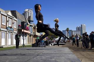 River dancers perform during a Rock in Rio news conference Monday, Oct. 27, 2014. The event was held to unveil a mock-up of Rock Street, one of three thematic streets that will be featured inside the City of Rock. The music festival venue at Las Vegas Boulevard South and Sahara Avenue will open in May of 2015.