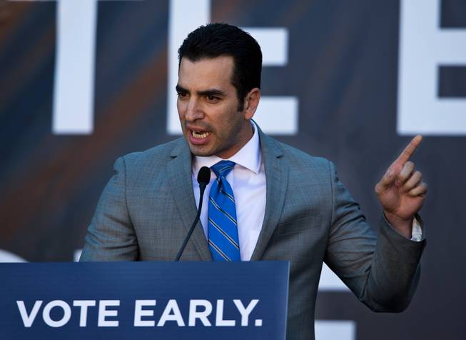 Sen. Ruben Kihuen fires up the crowd during the Vote Early, Vote Now rally to stump for Nevada Democratic candidates at the Las Vegas Springs Preserve on Thursday, October 23, 2014.