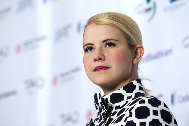 Elizabeth Smart is shown during a news conference at the Rio Wednesday, Oct. 29, 2014. Smart is the keynote speaker for the Rape Crisis Center's Signs of Hope 40th anniversary dinner at the Rio.