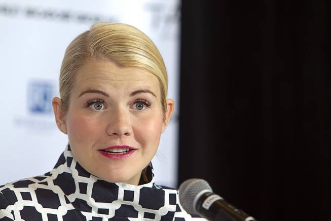 Elizabeth Smart responds to a question during a news conference at the Rio Wednesday, Oct. 29, 2014. Smart is the keynote speaker for the Rape Crisis Center's Signs of Hope 40th anniversary dinner at the Rio.