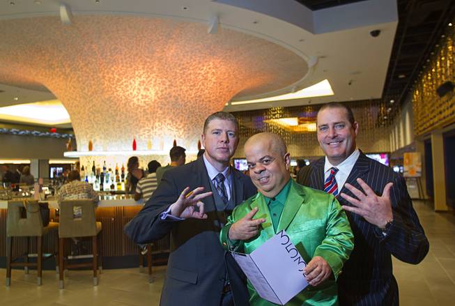 Ryan Nielson, Brian Thomas, and Shawn Ritchie pose at Bar 3535 during the official opening of the Linq hotel-casino Thursday, Oct. 30, 2014. Nielson is the general manager of the bar and Ritchie is vice president of food and beverage for Caesars Entertainment. The property, formerly the Imperial Palace and The Quad, is in the process of a $223 million renovation.