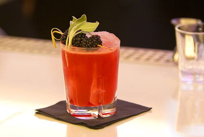 A Blackberry Bite cocktail is shown at Bar 3535 during the official opening of the Linq hotel-casino Thursday, Oct. 30, 2014. The property, formerly the Imperial Palace and The Quad, is in the process of a $223 million renovation.