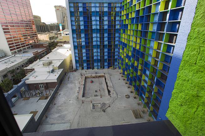 A pool area under construction is shown during the official opening of the Linq hotel-casino Thursday, Oct. 30, 2014. The property, formerly the Imperial Palace and The Quad, is in the process of a $223 million renovation.