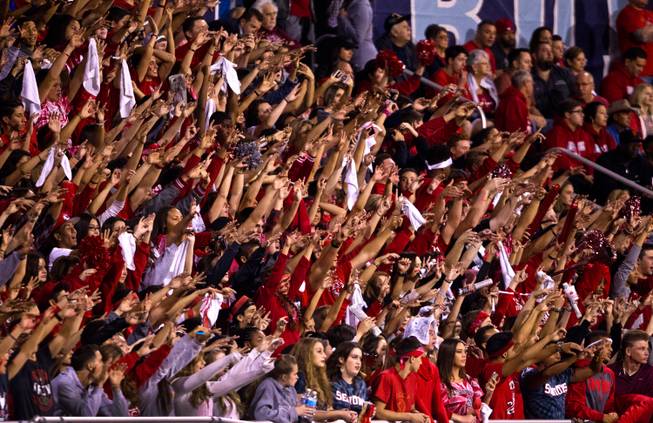 Arbor View fans cheer on their team during their game versus Centennial on Thursday, October 30, 2014.