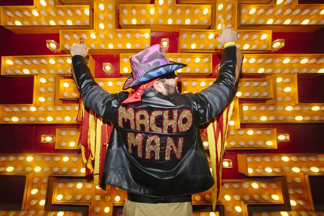 A man dressed as Macho Man attended the Neon Museum's Boneyard Bash Carnival Sideshow on October 31, 2014.