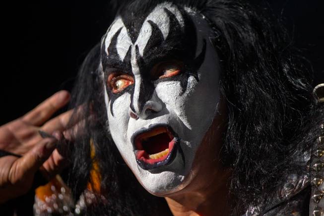 Gene Simmons of KISS wants the crowd to sing louder as the band begins their residency at The Joint on Wednesday, Nov. 5, 2014, in Hard Rock Hotel Las Vegas.