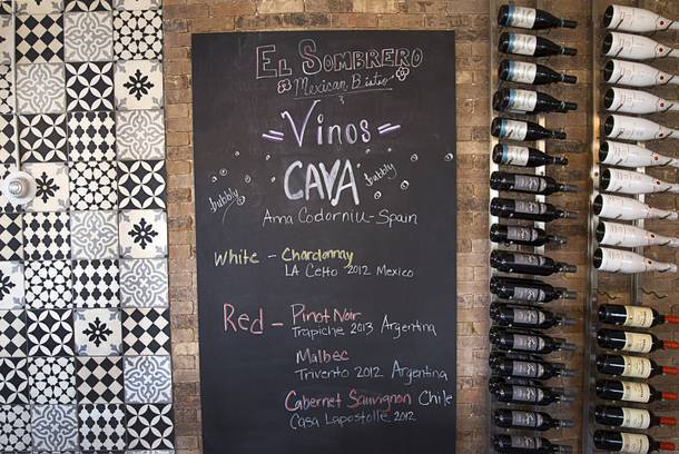 A wine list is written on a wall at El Sombrero Mexican Bistro, 807 S. Main St., in downtown Las Vegas Wednesday, Nov. 12, 2014.