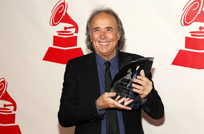 Honoree Joan Manuel Serrat  holds his award at the 2014 Latin Recording Academy Person of the Year Tribute to Joan Manuel Serrat at the Mandalay Bay Events Center Wednesday, Nov. 19, 2014.