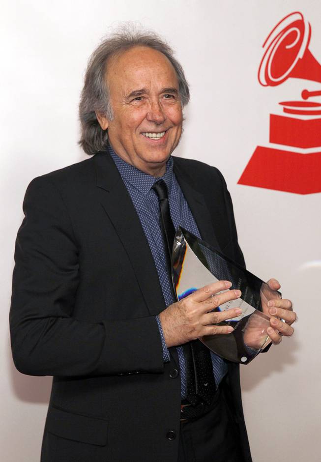 Honoree Joan Manuel Serrat  holds his award at the 2014 Latin Recording Academy Person of the Year Tribute to Joan Manuel Serrat at the Mandalay Bay Events Center Wednesday, Nov. 19, 2014.