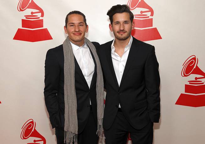 Singers Mauricio Alberto Montaner (L) and Ricardo Andres Montaner arrive at the 2014 Latin Recording Academy Person of the Year Tribute to Joan Manuel Serrat at the Mandalay Bay Events Center Wednesday, Nov. 19, 2014.