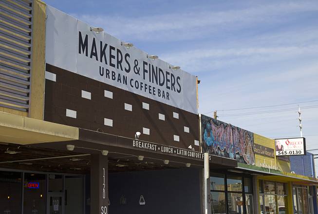 An exterior view of Makers & Finders Urban Coffee Bar, 1120 South Main St., in downtown Las Vegas Monday, Nov. 24, 2014.
