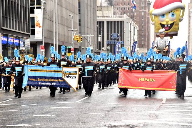 The Foothill High School marching band performs in the 88th Macy's Thanksgiving Day Parade on Nov. 27, 2014, in New York City.