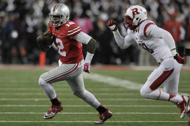 Ohio State quarterback Cardale Jones plays against Rutgers during an NCAA NCAA college football game Saturday, Oct. 18, 2014, in Columbus, Ohio.