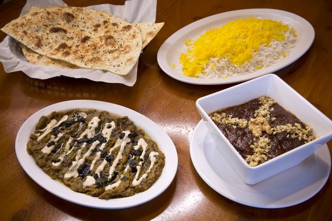Eggpalnt Dip and Fesenjan with Rice at Zaytoon, Wed. Dec 3, 2014