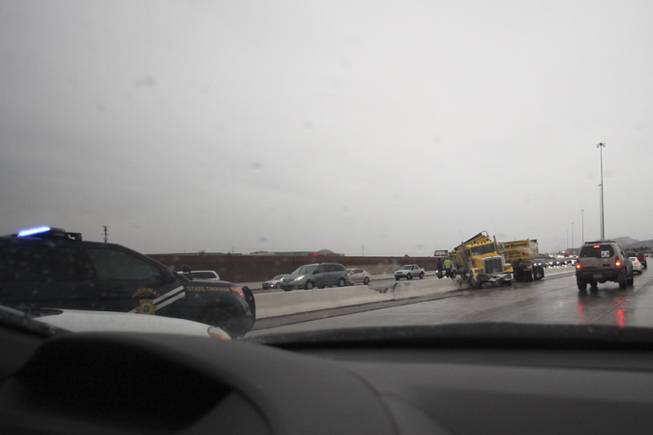 An accident on the 215 Beltway going eastbound on December 12, 2014.