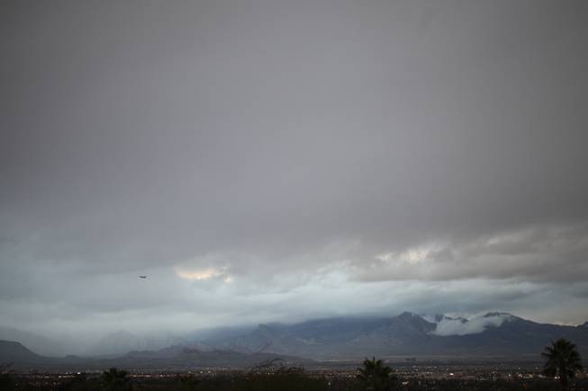 A weather system moves into the Las Vegas Valley on December 12, 2014.