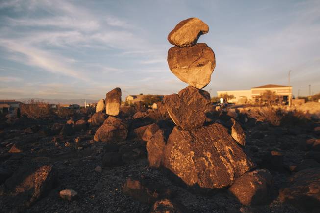 A mystery person created a rock sculpture garden in Henderson near Horizon Ridge and Amador on December 10, 2014.