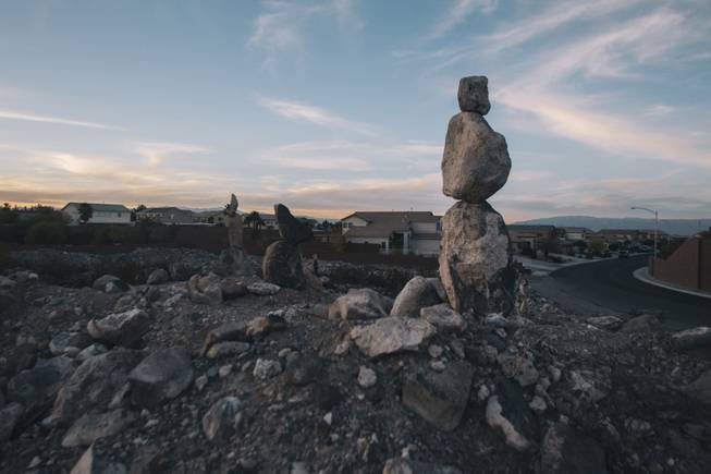 A mystery person created a rock sculpture garden in Henderson near Horizon Ridge and Amador on December 10, 2014.