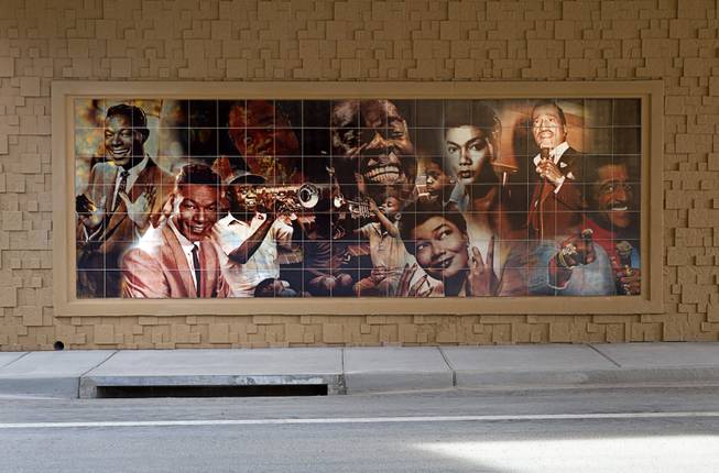A mural featuring entertainers is shown in the recently-opened F Street underpass at Interstate 15 Monday, Dec. 15, 2014. The underpass is decorated with 12 murals depicting scenes and people of significance to the West Las Vegas neighborhood and African-American history.