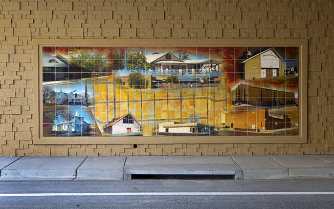 A mural featuring prominent West Las Vegas buildings is shown in the recently-opened F Street underpass at Interstate 15 Monday, Dec. 15, 2014. The underpass is decorated with 12 murals depicting scenes and people of significance to the West Las Vegas neighborhood and African-American history.